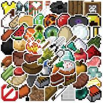 10/60 VNT Pixel žaidimų lipdukai Viniliniai Steve Mano pasaulis Pixel DIY lipdukai Scrapbooking Telefonas Bagažas Riedlentė Vandeniui atsparūs lipdukai 60pcs red