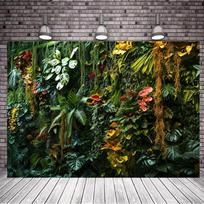 A 2D flat image with 320x600 pixels, a 2D flat banner, 1 tropical jungle wall decoration - super large green background 90.6x70.8inch/230*180cm
