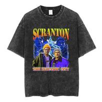 TV Series The Office Dunder Mifflin Dwight Tv Show Scranton Washed T-shirts Men Cotton Casual Short Sleeves Tee Shirt Streetwear 5XL juoda