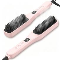 Steam Hair Straightener Brush Anti-Scalding 2 Steam Levels 3 Heat Settings Fast Styling Less Heat Damage Anti-Frizz Dual Voltage gray