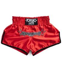Muay Thai Shorts Quick Dry Men Women Boxing Training Fitness Fighting Gym Wear S Height 150 raudona