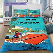 Tintino A Mururoa komiksų patalynės užvalkalų komplektas, klasikinis animacinis miegamojo dekoras su 2 užvalkalais pagalvėms, be antklodės, dovana Tintino gerbėjams 200x200cm
