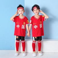 Kids Soccer Jerseys Set China Team Boys Girls Basketball Shirts Quick Dry 23rd Short Sleeve L raudona