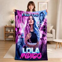 Custom Name Lola Indigo Flannel Blanket Throw Blanket Soft Warm Sofa Bed Camping Home Decor Unique Christmas Gift 80cmx120cm purple
