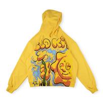 Glo Gang Trendy Unisex Hooded Sweatshirt with Embroidered Logo Extra Large yellow