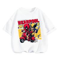 Deadpool 2026 Crew Neck Tshirt 3-14Y Kids Boys Girls Summer Cute Kawaii 130 white