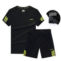 Mens Short Sleeve Tracksuit Athletic Set Running Soccer Gym Workout Quick Dry Sportswear Kids 26