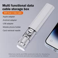 PD60W USB C To Type C Cable For IPhone 15 Pro Max Xiaomi Fast Charging Travel Multi Functional USB Adapter SD Card Storage Box A2 white