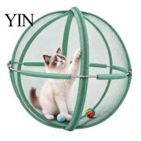 Collapsible Pet Tunnel Pop Up Rolling Cat Exercise Ball, Foldable Outdoor Catio Enclosure, Breathable Portable Playpen Mesh Playpen, Anti-Escape A