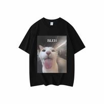 Bleh Fun Cat Image Pattern T-Shirt  Clothing High Street Fashion Wo Summer Casual Short Sl, Unisex T-Shirt XXXXL