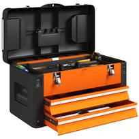 Steel Mini Toolbox with Drawer, Empty, 49.7x25.3x28.9 cm, Orange