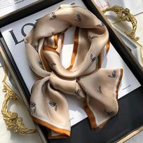 GLO-STORY Silk Scarf for Women, Mulberry Silk Versatile Double-Layer Fine Silk Narrow Small Scarf Long Flowing Ribbon Qixi Gift Box Set