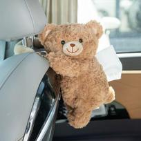 Cute Doll Plush Tissue Box Cartoon Cat Hanging Tissue Box Tissue Napkin Holder  Car Interior Brown Bear
