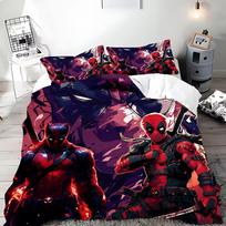 Anime Deadpool antklodės užvalkalas pagalvės užvalkalas patalynės komplektas suaugusiems berniukui mergaitei miegamojo dekoravimas vaikų dovana viengulis dvigulis didelis dydis EU Single(135*200cm)3pcs black