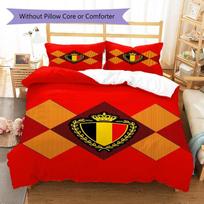 Belgium National Emblem Rhombus Pattern Print 3 Pieces Duvet Cover Set National Team Bedding Bedroom Decor Without Pillow Core Comforter 135x200cm