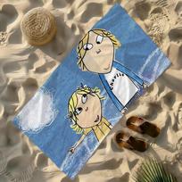 Cartoon C-Charlie and L-Lola Towel Soft Lightweight Anti-Sand Large Beach Towel Quick-Drying Bath Sports Family W30H60(CM), Microfiber Fabric, 1 pc