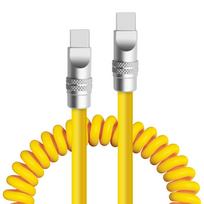 240W Chubby C-C Spring Coiled Spiral Curly Soft Liquid Silicone Aluminum USB-C to USB-C Data Charging Cable for Iphone 1.5 m