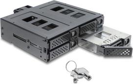 Delock 5.25? Wechselrahmen fr 4 x 2.5? SATA oder SAS HDD SSD mit Schloss (47141)