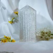 Palmių vaško dizaino žvakės cilindras smėlio spalvos 7 cm x 15 cm