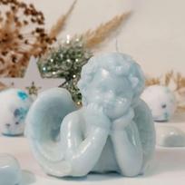 Palmių vaško dizaino žvakė Angel blue 80g