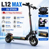 2026 NAUJAS Suaugusiųjų Off-Road Elektrinis paspirtukas 1200W48V13Ah Baterija 55KM/H MAX 150kg Maksimali apkrova Elektrinis paspirtukas ES sandėlyje L12 MAXs NFC-1200W48V13AH-YYY