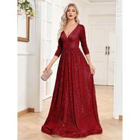 Vakarinės suknelės Elegantiškos Banketo Europos ir Amerikos Kokteilių vakarėlio Ilgos suknelės Vakarinio vakarėlio suknelės Suknelė Deep red XXL beige