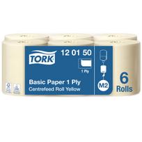 Popieriniai rankšluosčiai, Tork Basic Centerfeed M2 (120150), 1 sluoksnis, gelsvos spalvos, 300 m