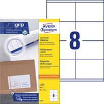 Lipnios etiketės Avery Zweckform, A4, 105x70mm, 8 etiketės lape, su rėmeliu, 100 lapų, baltos spalvos