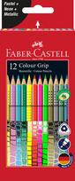 Spalvoti pieštukai Faber-Castell Grip, 12 neoninių spalvų