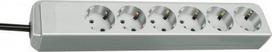 Extension cord ECO 6 sockets 1.5m H05VV-F 3x1.5, light grey 1159450015 | 4007123249442