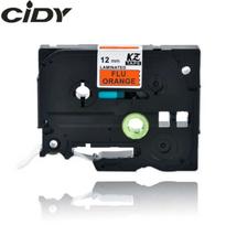 Su Brother suderinama juostelė CiDY TZe B31 12 mm juodas tekstas/oranžinė fluorescencinė juostelė
