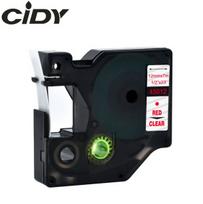 Su DYMO D1 suderinama juostelė CIDY 45012 12 mm skaidri juostelė raudonas tekstas