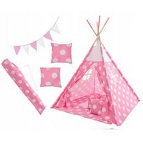 Žaidimų palapinė TIPI DOTS rožinė-balta