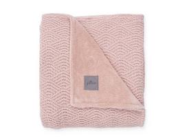 Jollein megztas pledas lovytei/lopšiukui 75x100 River pale pink/coral fleece