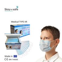 MEDICININĖS VIENKARTINĖS VAIKIŠKOS MELSVOS VEIDO KAUKĖS (50 VNT.)