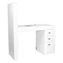 Manikiūro stalas su dulkių surinkėju COSMETIC DESK LEFT SHELF WHITE
