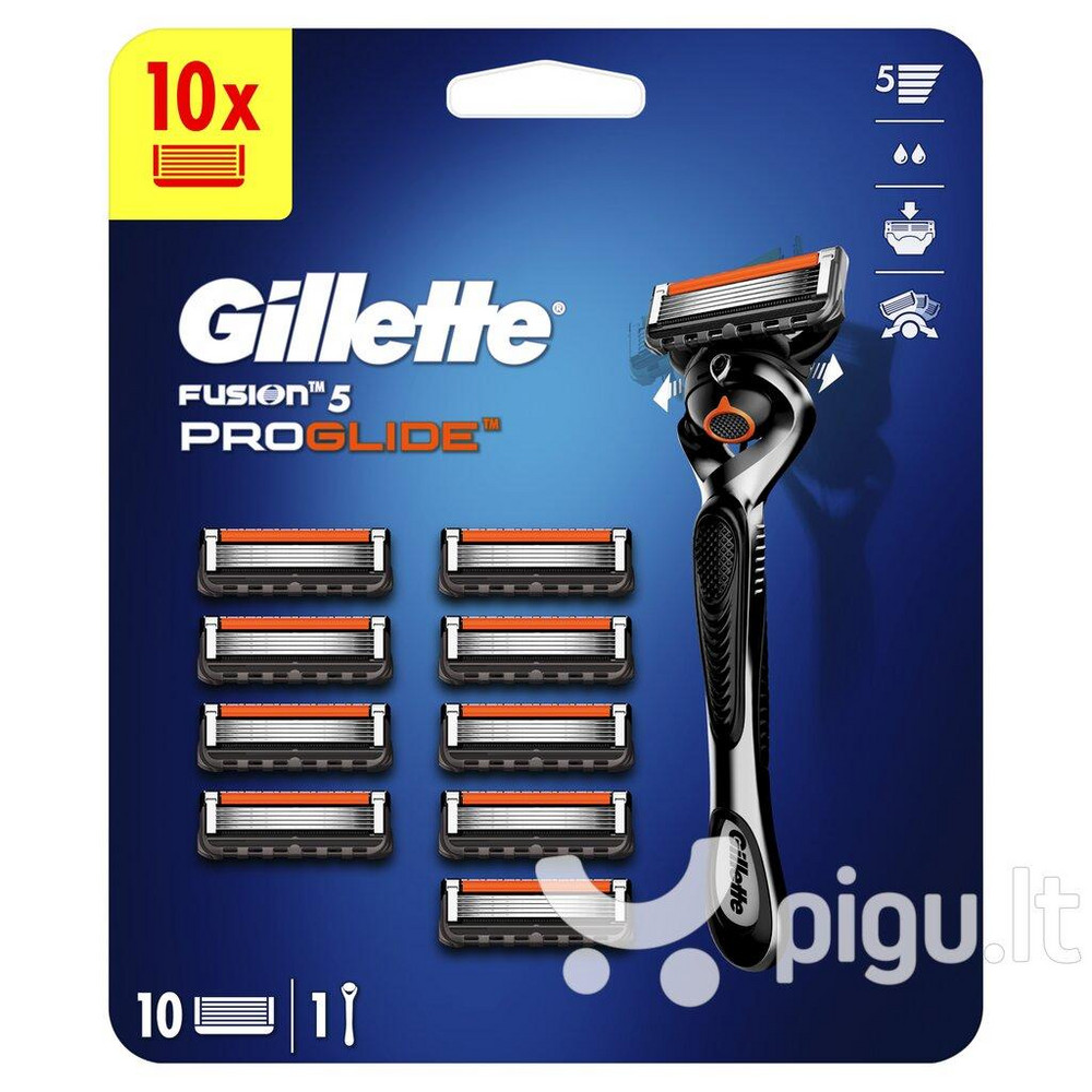 GilletteFusion5Proglide:skustuvas+skustuvogalvutės10vnt