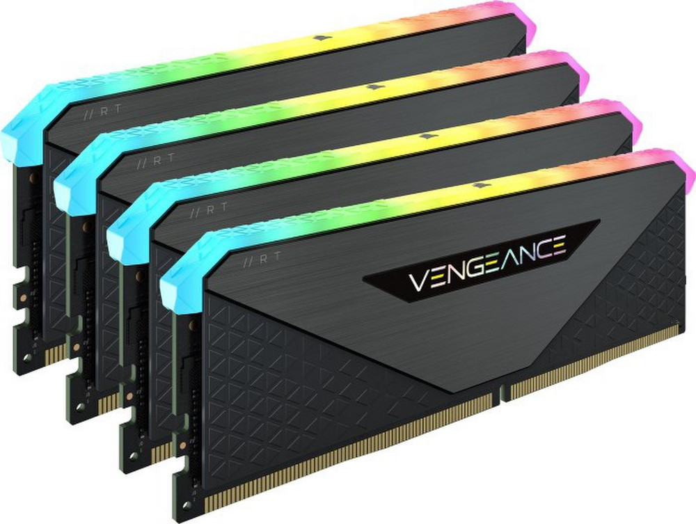 Corsair Vengeance RGB RT, DDR4-3600, CL18 - 32 GB Quad-Kit, juodas