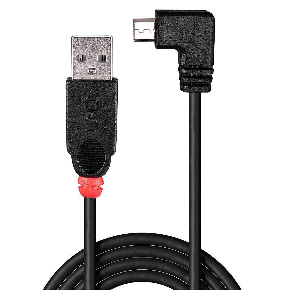 Lindy 31975 Cavo USB 2.0 Tipo A A Micro-B Angolato 0,5 M – Nero Con Connettore Rosso, Adattatore A 90° Destro