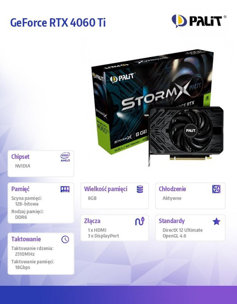 Palit GeForce RTX 4060 Ti StormX 8GB GDDR6 128bit | Kainos.lt