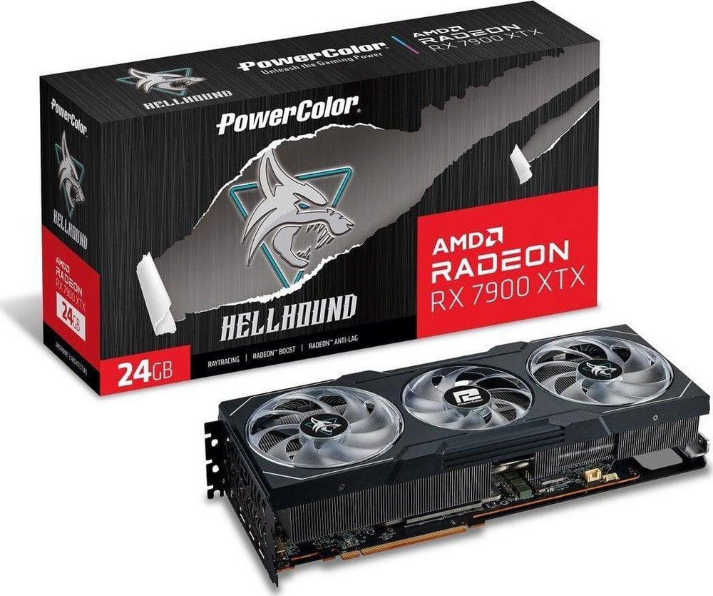 美品！POWERCOLOR AMD RADEON RX 7900 XTX PowerColor AMD Radeon RX 7900 XTX Hellhound Overclocked | Kainos.lt