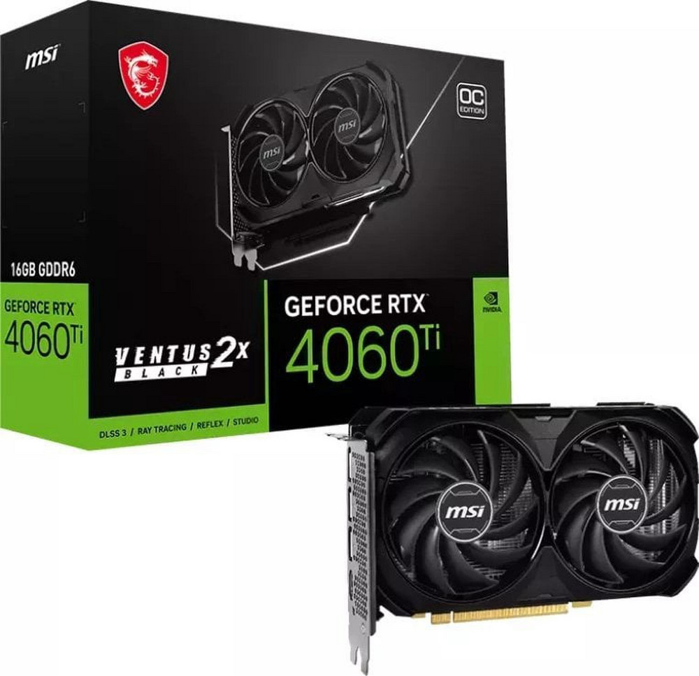 Ti！！ MSI GeForce RTX 4060 Ti VENTUS 2X Juodas (Black) 16GB OC | Kainos.lt