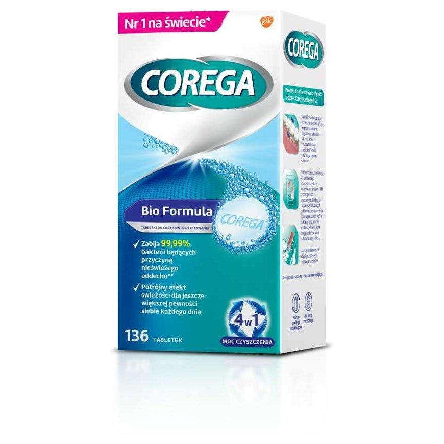Corega Reklama COREGA Bio Formula dantų protezų valymo tabletės, 136 vnt. | Kainos.lt