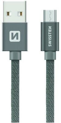 Câble Swissten Textile USB / Micro USB 2m, Silver