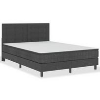 Lova VLX Fabric 3054712, tamsiai pilka, 201x160.5 cm, su čiužiniu, su grotelėmis