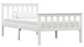 Lova VLX Solid Pinewood 283215, balta, 208x108 cm, su grotelėmis