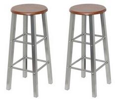 Baro kėdė VLX Bar Stools 60562, ruda/sidabro, 2 vnt.