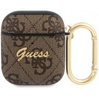 rudos ausines - Guess GUA24GSMW 4G Script case for Airpods 1/ 2 Brown - 1 nuotrauka