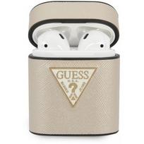 Guess GUACA2VSATMLLG Saffiano case for Airpods 1/ 2 Beige