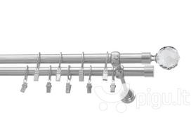 Dvigubas karnizas metalinis 19 mm + 19 mm OLIMP, 150 cm, nerūdijančio plieno